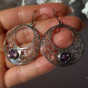 925 Sterling Silver Amethyst Earrings Length 2.10 Inch