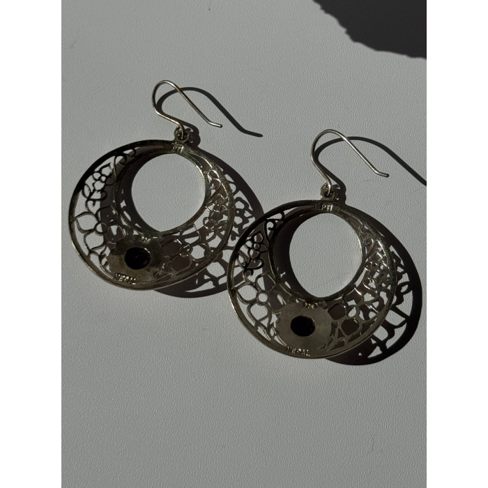 925 Sterling Silver Amethyst Earrings Length 2.10 inch