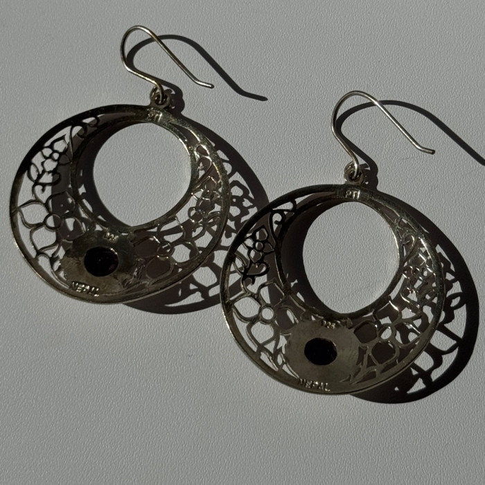 925 Sterling Silver Amethyst Earrings Length 2.10 Inch