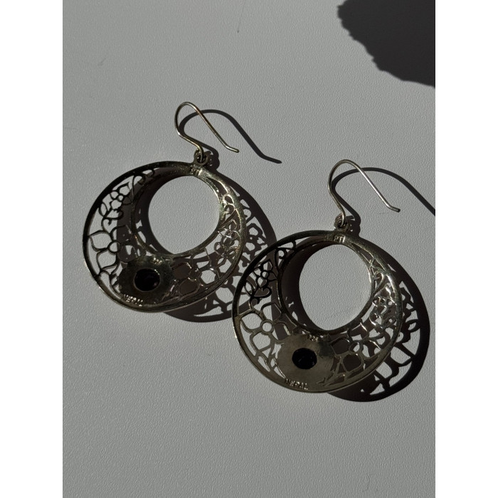 925 Sterling Silver Amethyst Earrings Length 2.10 inch