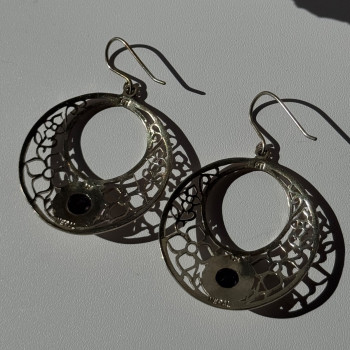 925 Sterling Silver Amethyst Earrings Length 2.10 Inch