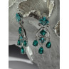 Shiny 925 Sterling Silver Aquamarine & Emerald Earrings