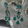 Shiny 925 Sterling Silver Aquamarine & Emerald Earrings