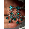 Shiny 925 Sterling Silver Aquamarine & Emerald Earrings