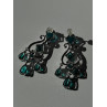 Shiny 925 Sterling Silver Aquamarine & Emerald Earrings