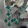Shiny 925 Sterling Silver Aquamarine & Emerald Earrings
