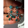 Shiny 925 Sterling Silver Aquamarine & Emerald Earrings
