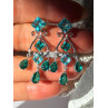 Shiny 925 Sterling Silver Aquamarine & Emerald Earrings