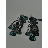 Shiny 925 Sterling Silver Aquamarine & Emerald Earrings