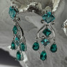 Shiny 925 Sterling Silver Aquamarine & Emerald Earrings