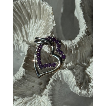 925 Sterling Silver Amethyst Heart Pendant