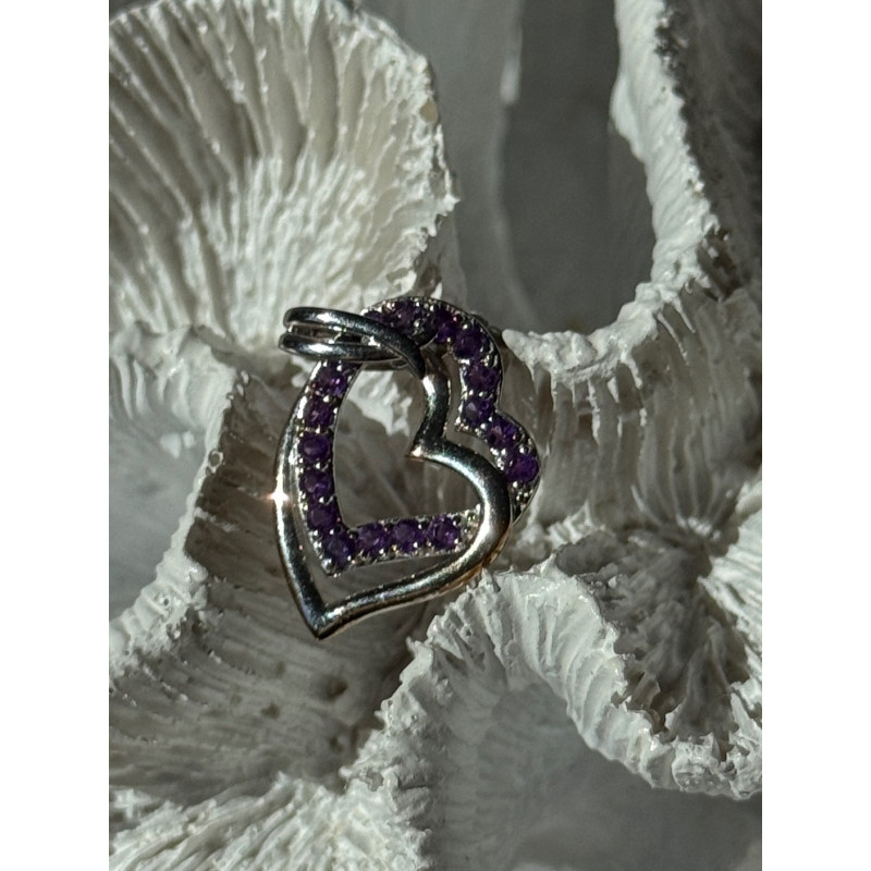925 Sterling Silver Amethyst Heart Pendant
