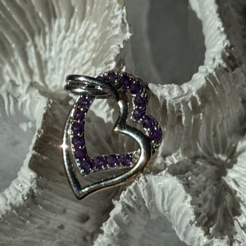 925 Sterling Silver Amethyst Heart Pendant