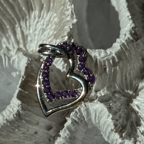 925 Sterling Silver Amethyst Heart Pendant