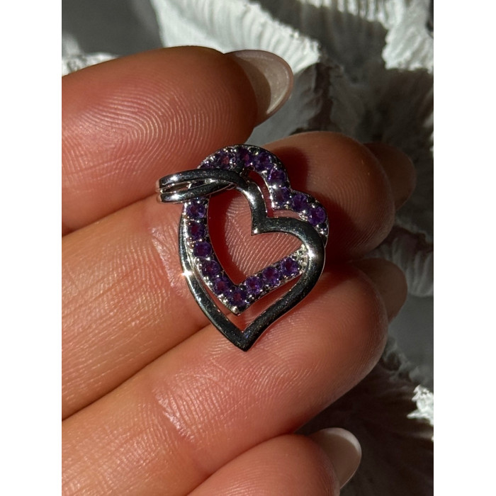 925 Sterling Silver Amethyst Heart Pendant
