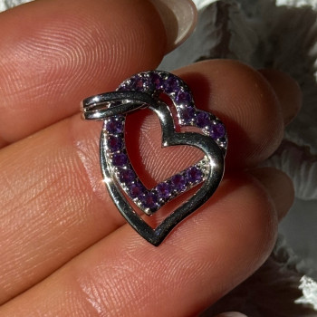 925 Sterling Silver Amethyst Heart Pendant