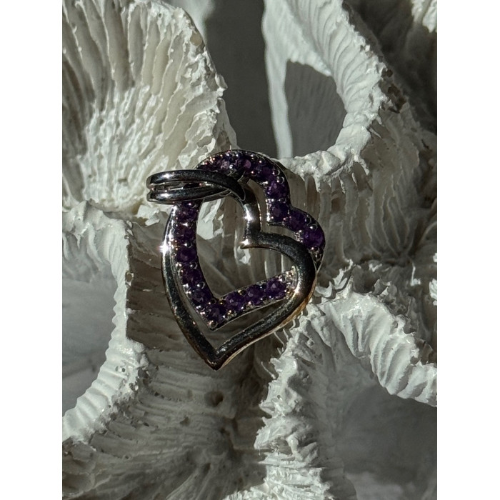 925 Sterling Silver Amethyst Heart Pendant