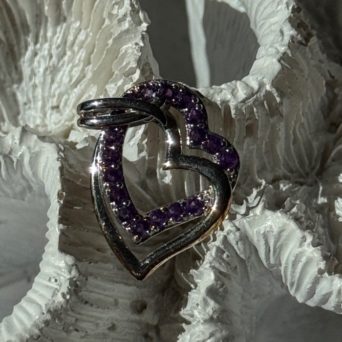 925 Sterling Silver Amethyst Heart Pendant