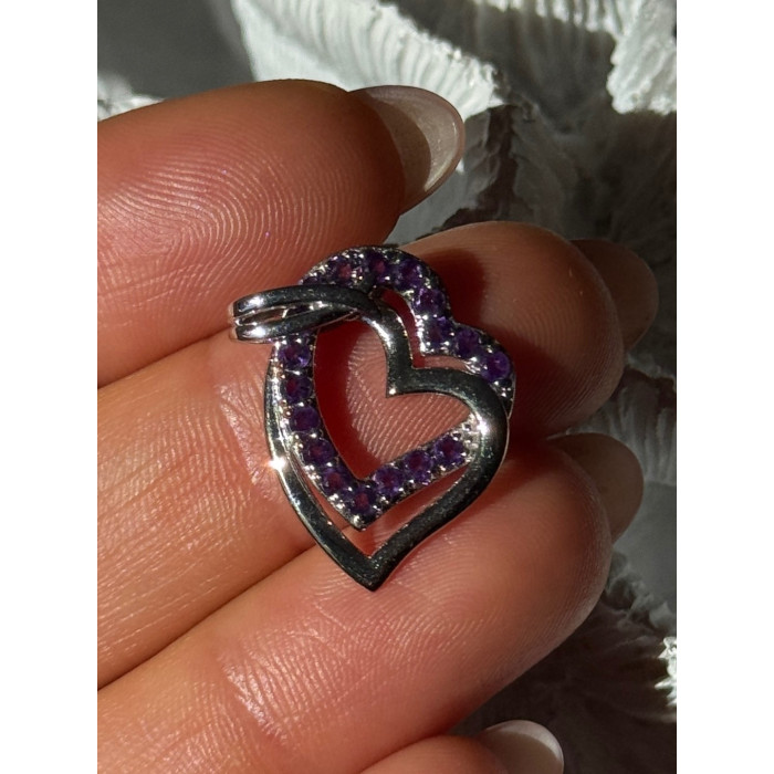 925 Sterling Silver Amethyst Heart Pendant