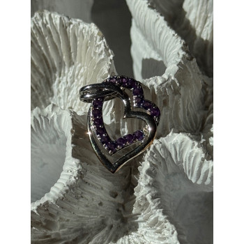 925 Sterling Silver Amethyst Heart Pendant