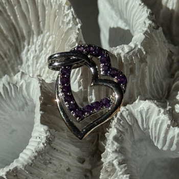 925 Sterling Silver Amethyst Heart Pendant