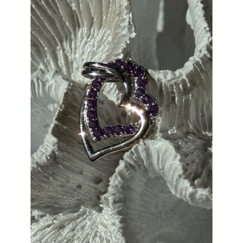 925 Sterling Silver Amethyst Heart Pendant