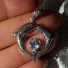 925 Sterling Silver Dolphins Topaz Pendant
