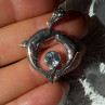 925 Sterling Silver Dolphins Topaz Pendant