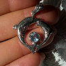 925 Sterling Silver Dolphins Topaz Pendant