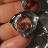 925 Sterling Silver Dolphins Topaz Pendant