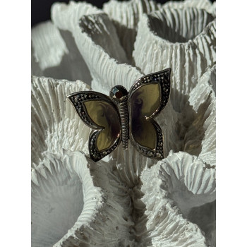 925 Sterling Silver Citrine & Marcasite Pendant