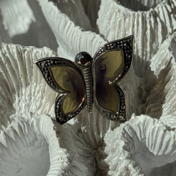 925 Sterling Silver Citrine & Marcasite Pendant