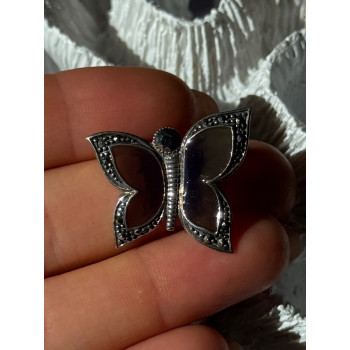 925 Sterling Silver Citrine & Marcasite Pendant