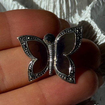 925 Sterling Silver Citrine & Marcasite Pendant
