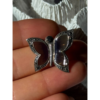 925 Sterling Silver Citrine & Marcasite Pendant