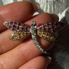 925 Sterling Silver Dragonfly Spinel Brooch