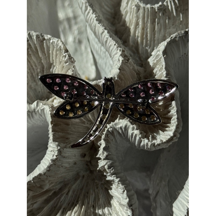925 Sterling Silver Dragonfly Spinel Brooch