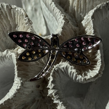 925 Sterling Silver Dragonfly Spinel Brooch