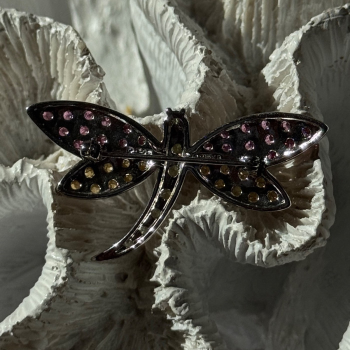 925 Sterling Silver Dragonfly Spinel Brooch