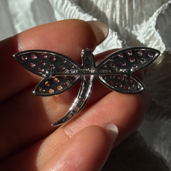 925 Sterling Silver Dragonfly Spinel Brooch