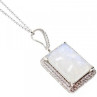 925 Sterling Silver Moonstone & CZ Chain With Pendant