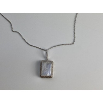 925 Sterling Silver Moonstone & CZ Chain with Pendant