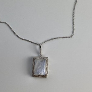 925 Sterling Silver Moonstone & CZ Chain With Pendant