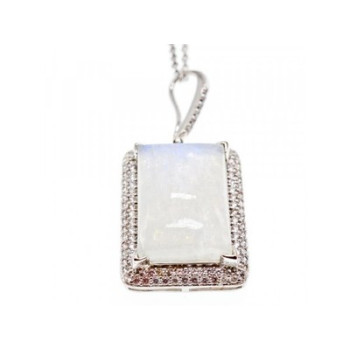 925 Sterling Silver Moonstone & CZ Chain with Pendant