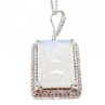 925 Sterling Silver Moonstone & CZ Chain With Pendant