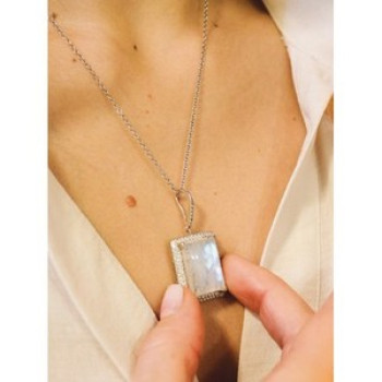 925 Sterling Silver Moonstone & CZ Chain With Pendant