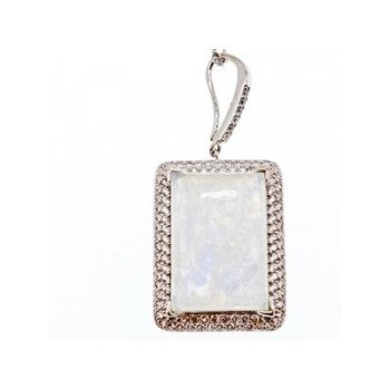 925 Sterling Silver Moonstone & CZ Chain with Pendant