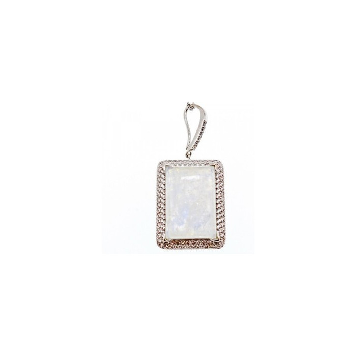 925 Sterling Silver Moonstone & CZ Chain with Pendant