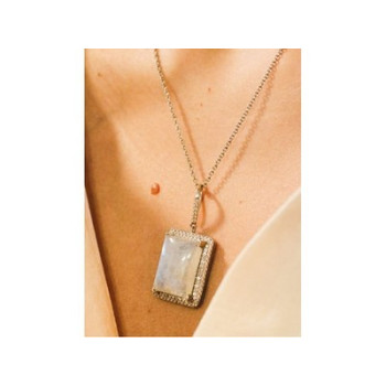 925 Sterling Silver Moonstone & CZ Chain with Pendant
