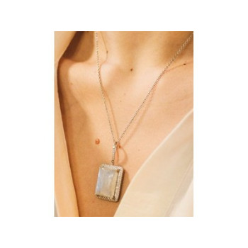 925 Sterling Silver Moonstone & CZ Chain with Pendant